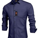 Men Formal Shirt  - M, Navy Blue