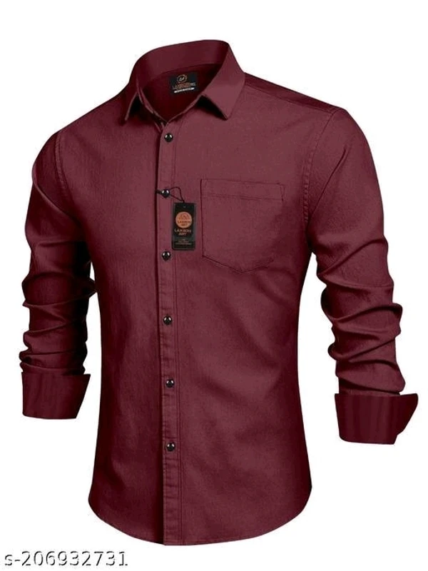 Men Formal Shirt  - M, Red Orange