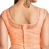 Women Round Neck Embriodered Net Sleeveless Readymade Blouse For Saree - L