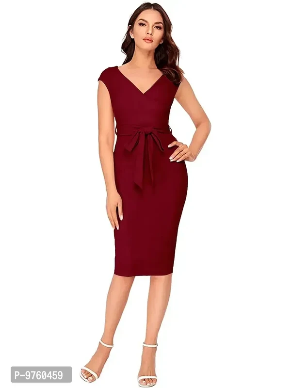 Alekya midi Maroon Western Dress 028-Maroon-M - S