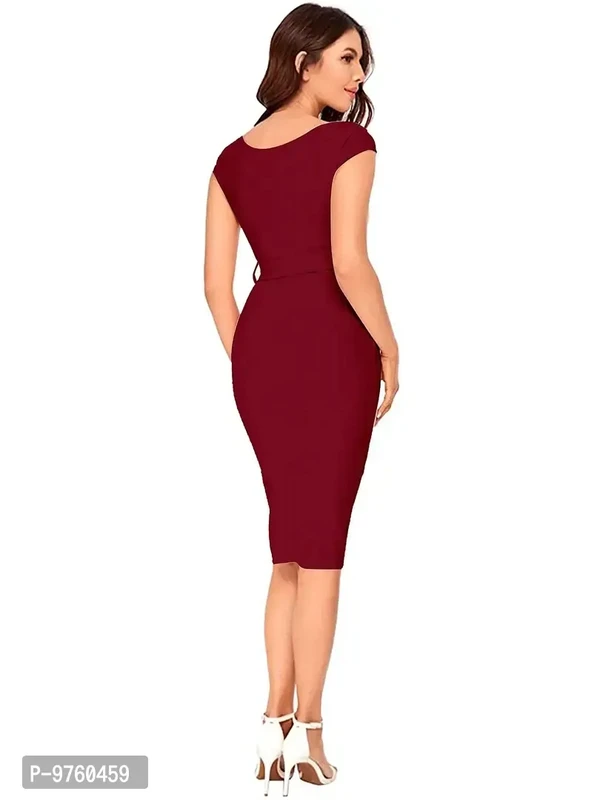 Alekya midi Maroon Western Dress 028-Maroon-M - S