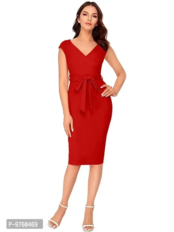 Alekya midi red Western Dress 028-Red-S - S