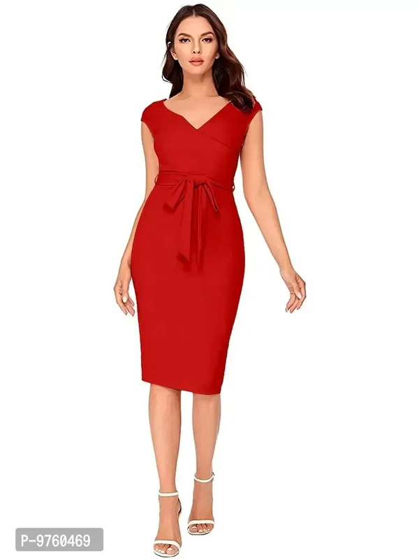 Alekya midi red Western Dress 028-Red-S - L