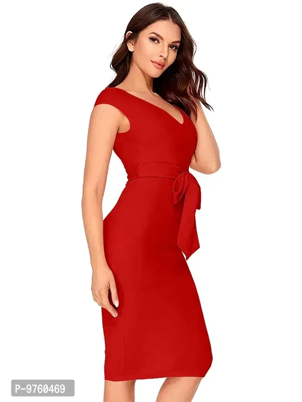 Alekya midi red Western Dress 028-Red-S - L