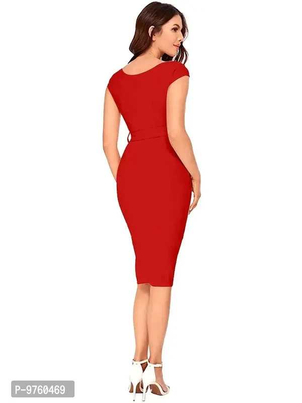 Alekya midi red Western Dress 028-Red-S - L