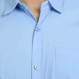 Youth First Mens Polka Dots Mandarin Aqua Blue Shirts - M