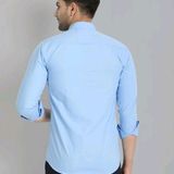 Youth First Mens Polka Dots Mandarin Aqua Blue Shirts - L