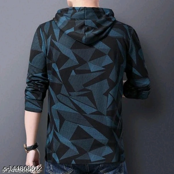 Eyebogler Mens Printed Hoodneck Blue Tshart - L