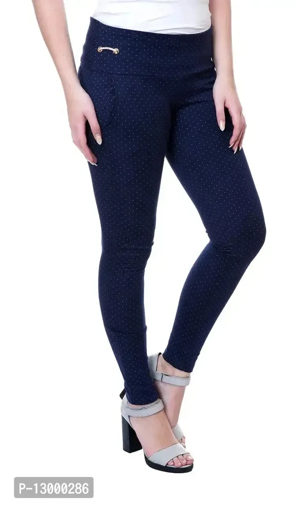 NGT Women's Slim Fit Pant(NavyBlueDot_32) Navy - 32