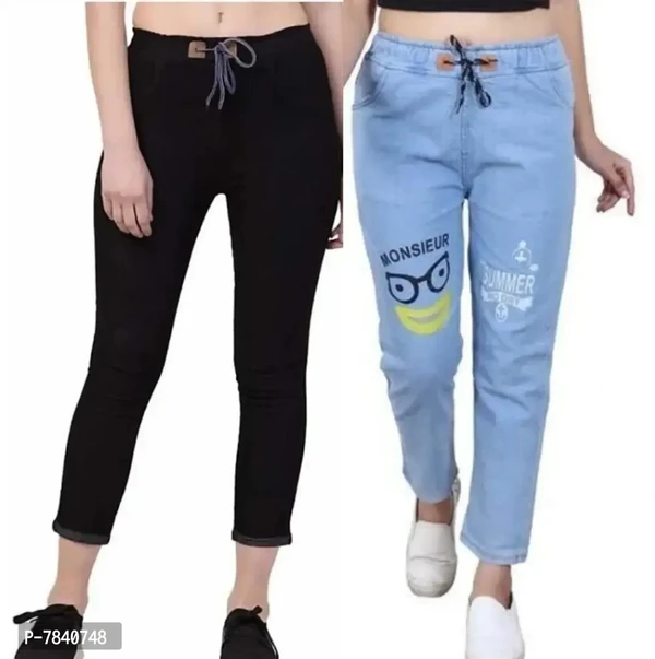 Trendy Denim Solid Womens Jeans Jeggings Combo - 32