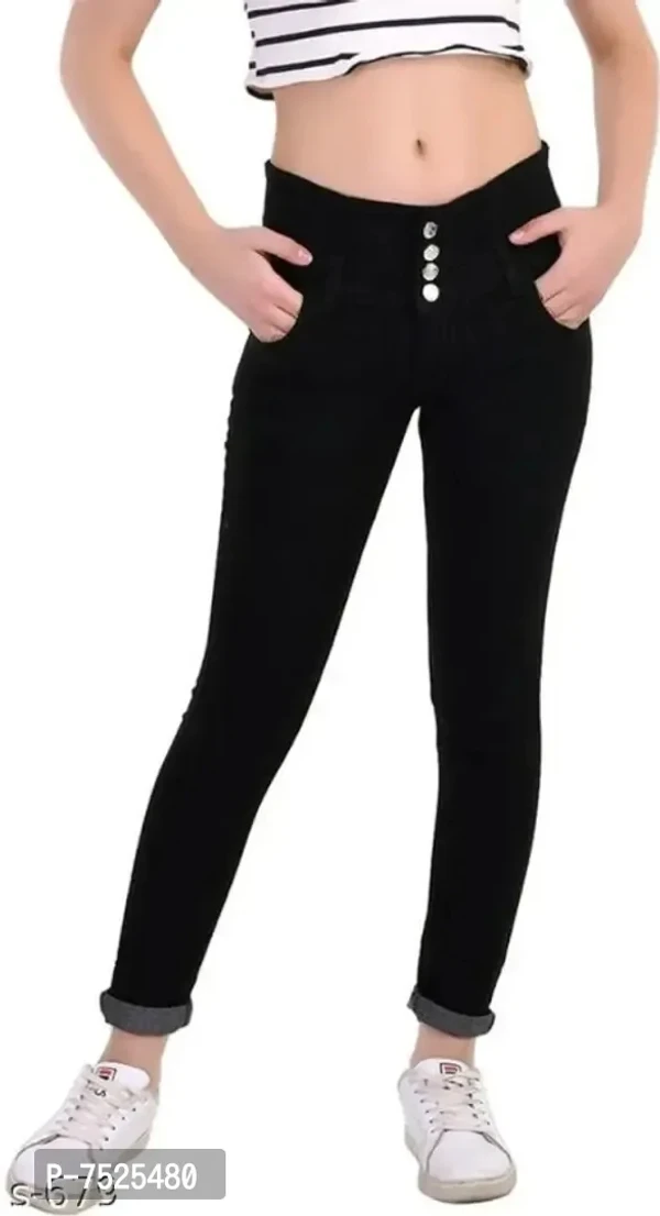 Trendy Four Button High Waist Jeans - 28