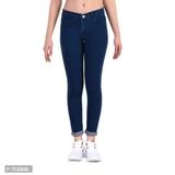 Fashionable Exclusive Womens Skinny Fit Jeans Dark Blue Round Pocket  - 28