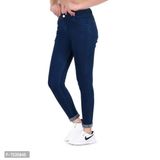 Fashionable Exclusive Womens Skinny Fit Jeans Dark Blue Round Pocket  - 32