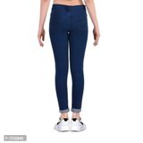 Fashionable Exclusive Womens Skinny Fit Jeans Dark Blue Round Pocket  - 34