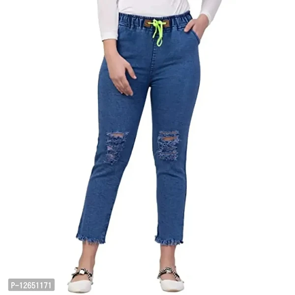 Ira Collection Knee Slit Jogger Jeans for Women (XL, Blue) - 2XL