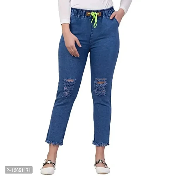 Ira Collection Knee Slit Jogger Jeans for Women (XL, Blue) - 3XL