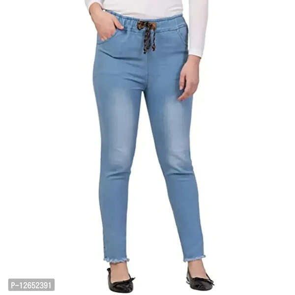 Women's Regular Fit Denim Jogger (33-SIDE-PATTI-LBLUE_Blue_XL) - L