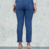 Premium Quality for Women  Girls |  Knee Slit Washed Blue Jogger Jeans  - 30