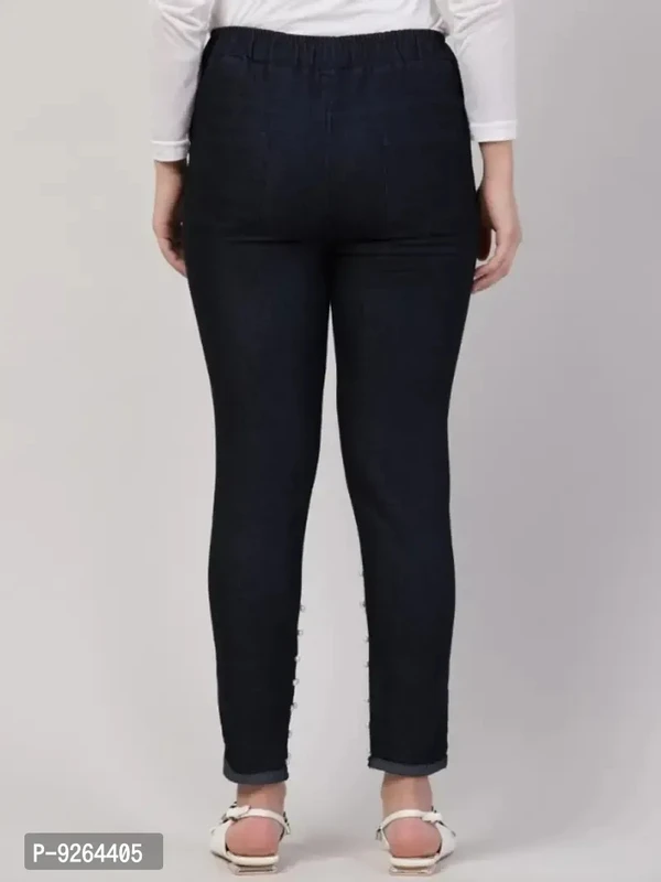 Women Denim Lycra Bottom Pearl Black Jogger Jeans - 28