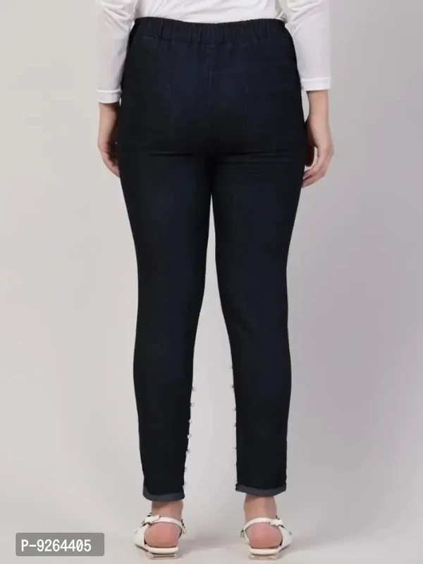 Women Denim Lycra Bottom Pearl Black Jogger Jeans - 36