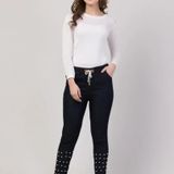Women Denim Lycra Bottom Pearl Black Jogger Jeans - 38