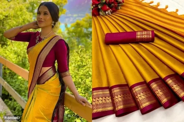 Trendy Cotton Silk Saree with Blouse Piece for Women