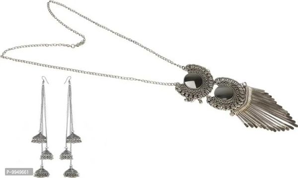 Elegant Oxidised Silver Jewellery Set For Women and Girls 