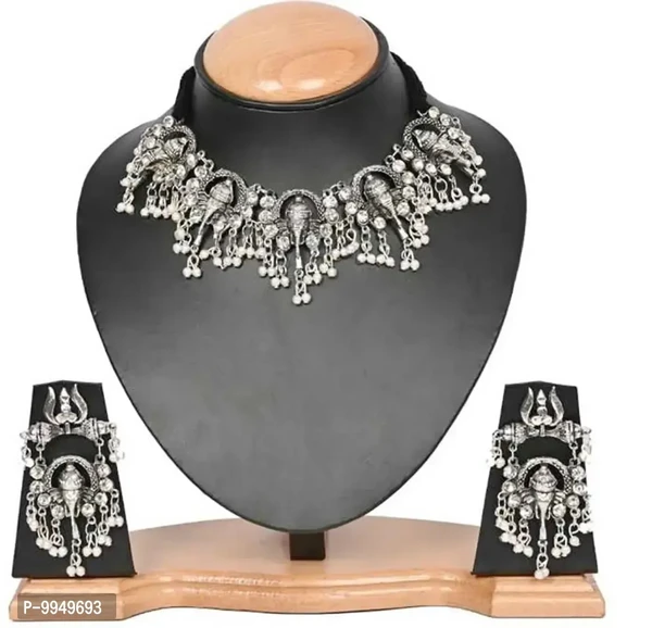 Elegant Oxidised Silver Jewellery Set For Women and Girls 