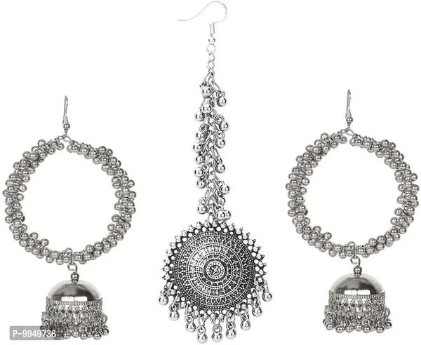 Elegant Oxidised Silver Jewellery Set For Women and Girls 