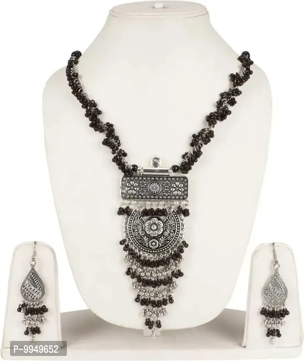 Elegant Oxidised Silver Jewellery Set For Women and Girls 