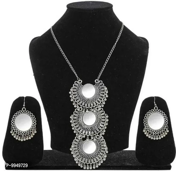 Elegant Oxidised Silver Jewellery Set For Women and Girls 