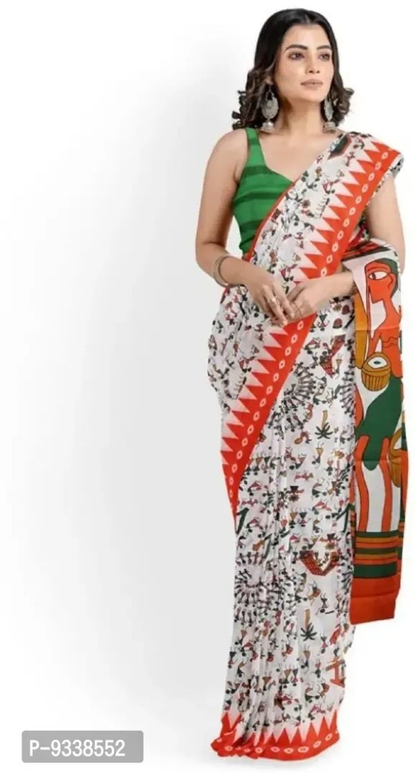 Jaipuri Printed Cotton Mulmul Saree / Cotton Malmal Saree / Cotton Saree With Attached Blouse Piece For Women 