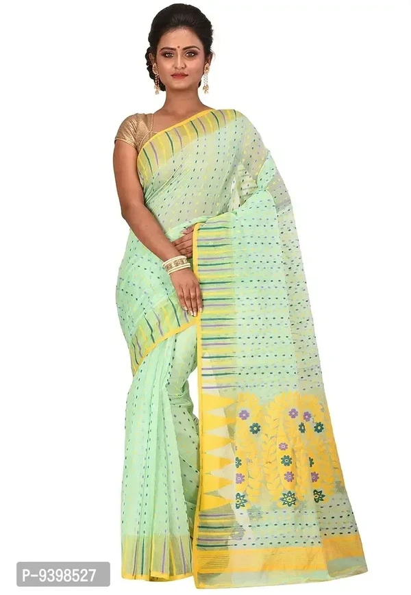 Sushrita Boutique Womens Traditional Prints Solid Jamdani Handloom Saree (Jamdani_4) 