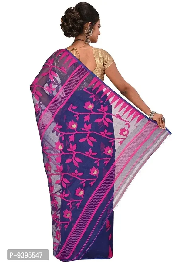 Sushrita Boutique Womens Traditional Prints Solid Jamdani Handloom Saree (Jamdani_9) 