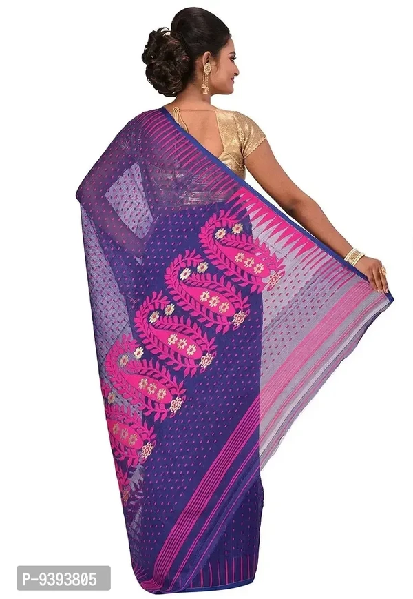 Sushrita Boutique Womens Traditional Prints Solid Jamdani Handloom Saree (Jamdani_1) 