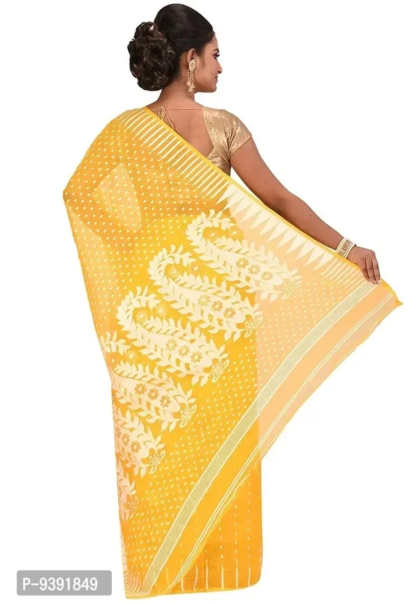 Sushrita Boutique Womens Traditional Prints Solid Jamdani Handloom Saree (Jamdani_8) 