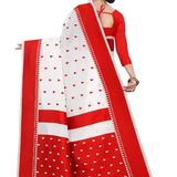 Premium Red Handwoven Soft Cotton Jamdani Saree 