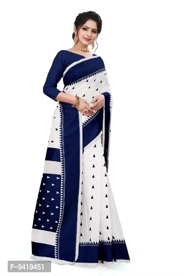 Premium Dark Blue Handwoven Soft Cotton Jamdani Saree 