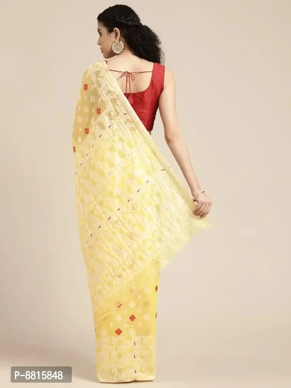 Womens Jamdani Cotton Silk Saree With Blouse Piece 