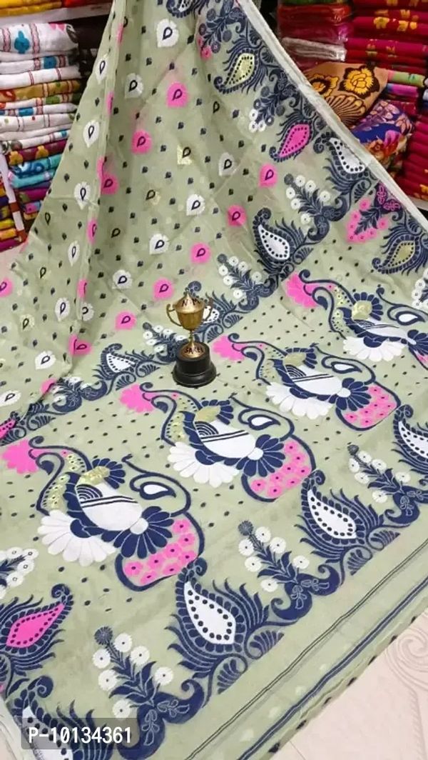 Sonkholota minigap dhakai jamdani Saree Without blouse