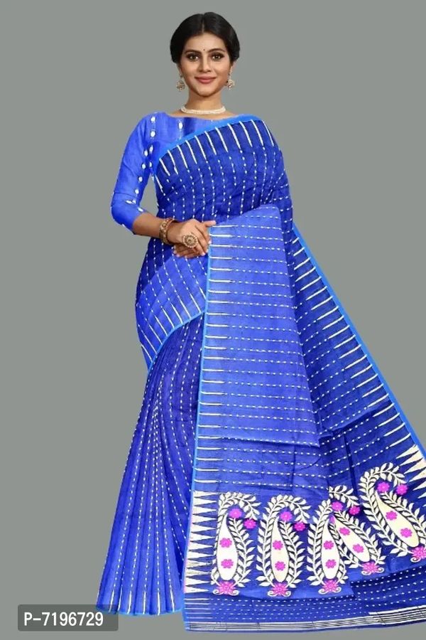 Elegant Cotton Silk Jamdani Saree Without Blouse Piece For Women 
