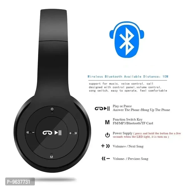 P47 Wireless Bt Headphone With Mic Fm+SD Card Foldable Earphone Bluetooth Headset