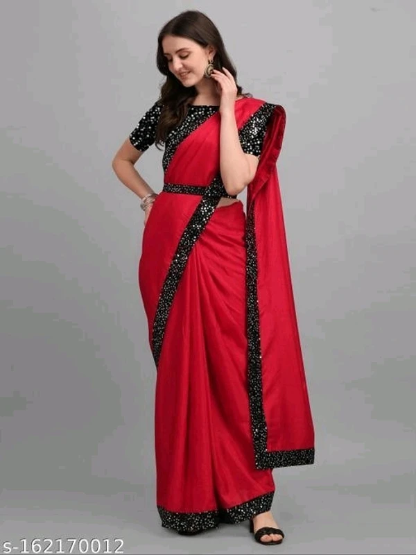 Soct Silk Red Lace Border Belt Saree With Blouse