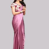 Sana Silk Stain Silk Peach Saree With Blouse