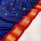 Sanskar Traditional Paithani Cotton Silk Sarees With Contrast Blouse Piece