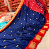 Sanskar Traditional Paithani Cotton Silk Sarees With Contrast Blouse Piece