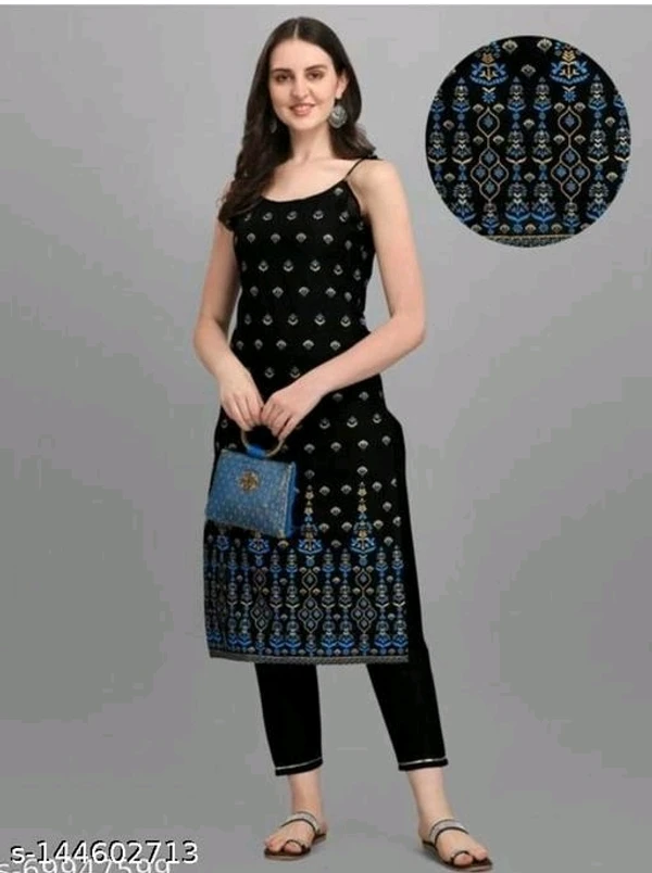 Rayon Gold Print Single Kurti  - L