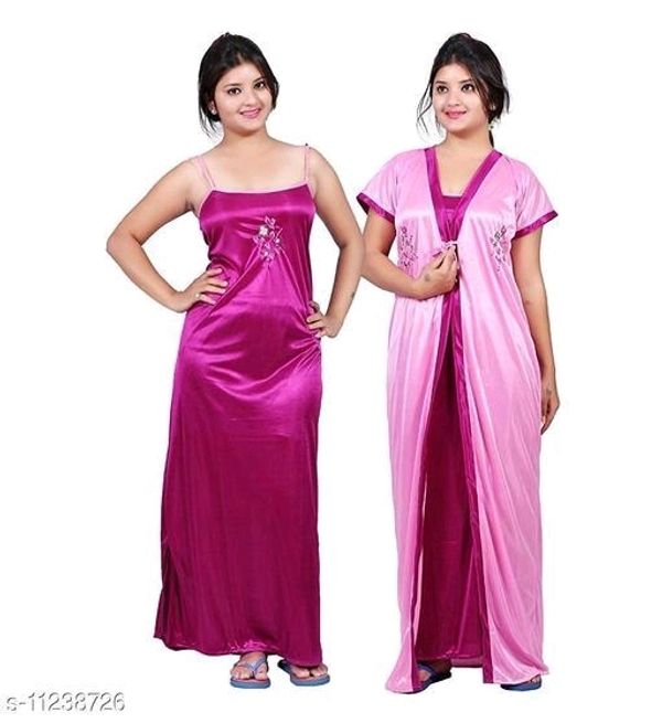 Xionti Women's Satin Full- Length Nighty/night Wear/sleep Wear/nighty Gown