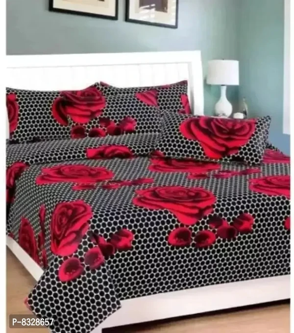 Stylish Fancy Cotton 3d Printed 1 Double Bedsheet 2 Pillowcover