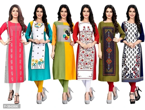 Women's Printed Crepe Straight Kurta  - XL